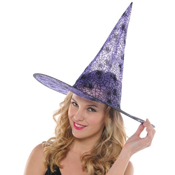 Women's Tattered Witch Dress & Purple Mesh Spiderweb Hat - Picture 2 of 8